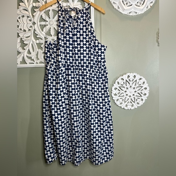 Ava & Viv Geometric Linen Blend Halter Sundress - Picture 1 of 10